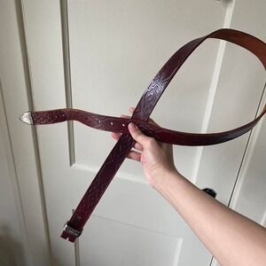 Vintage Brown leather belt with silver buckle western vibe